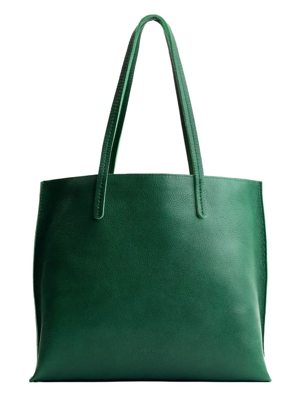 Emerald Green Leather Tote Bag with Double Shoulder Straps